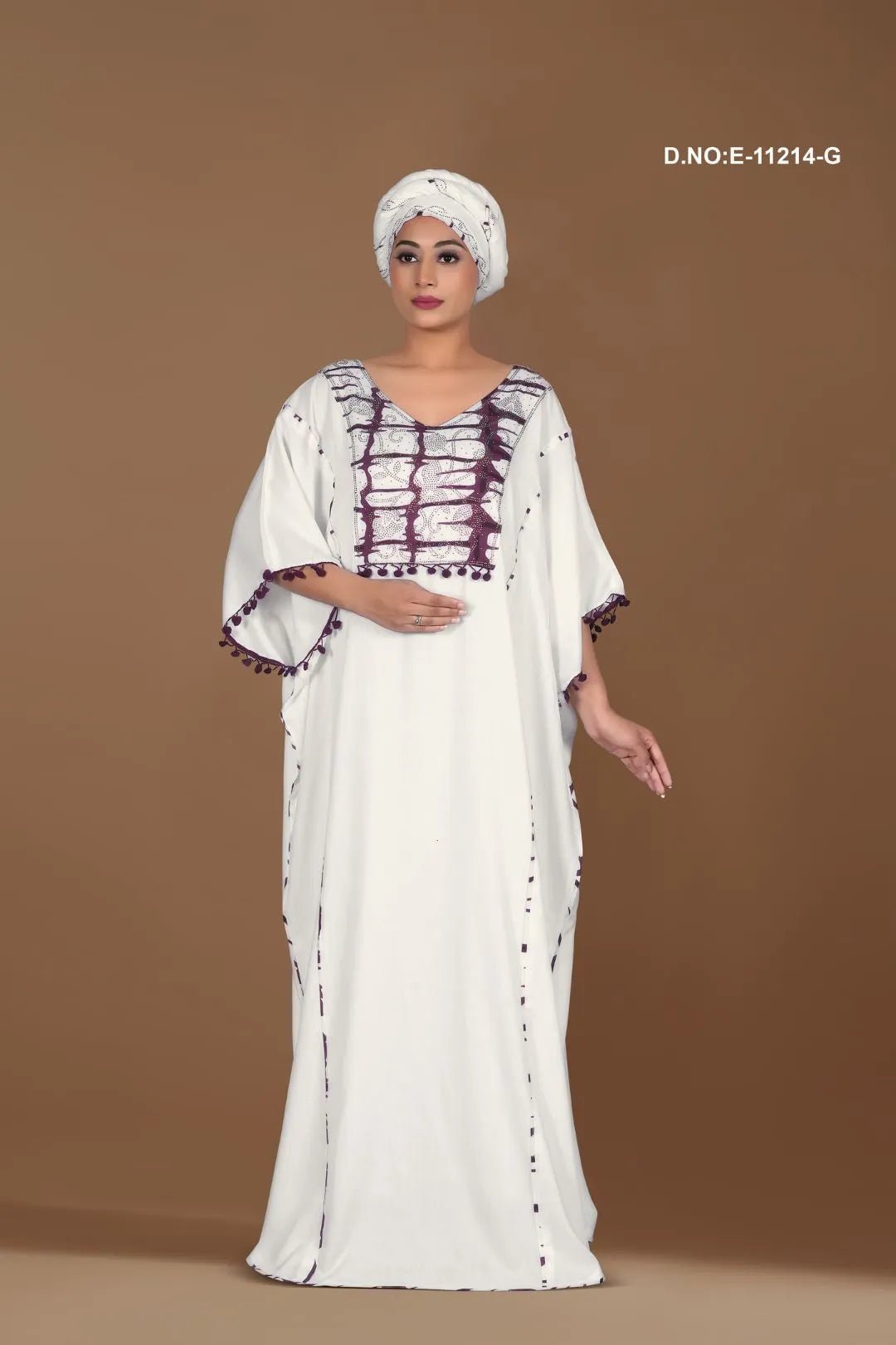 Relaxed Kaftan with Tassel Trim For Women - غاجي والا إكسبورت Gajiwala Export