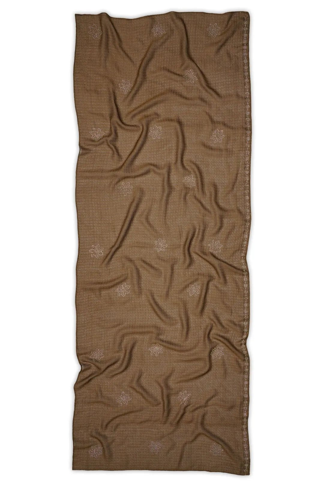 Rich Chocolate Textured Stole with Iridescent Motif - غاجي والا إكسبورت Gajiwala Export