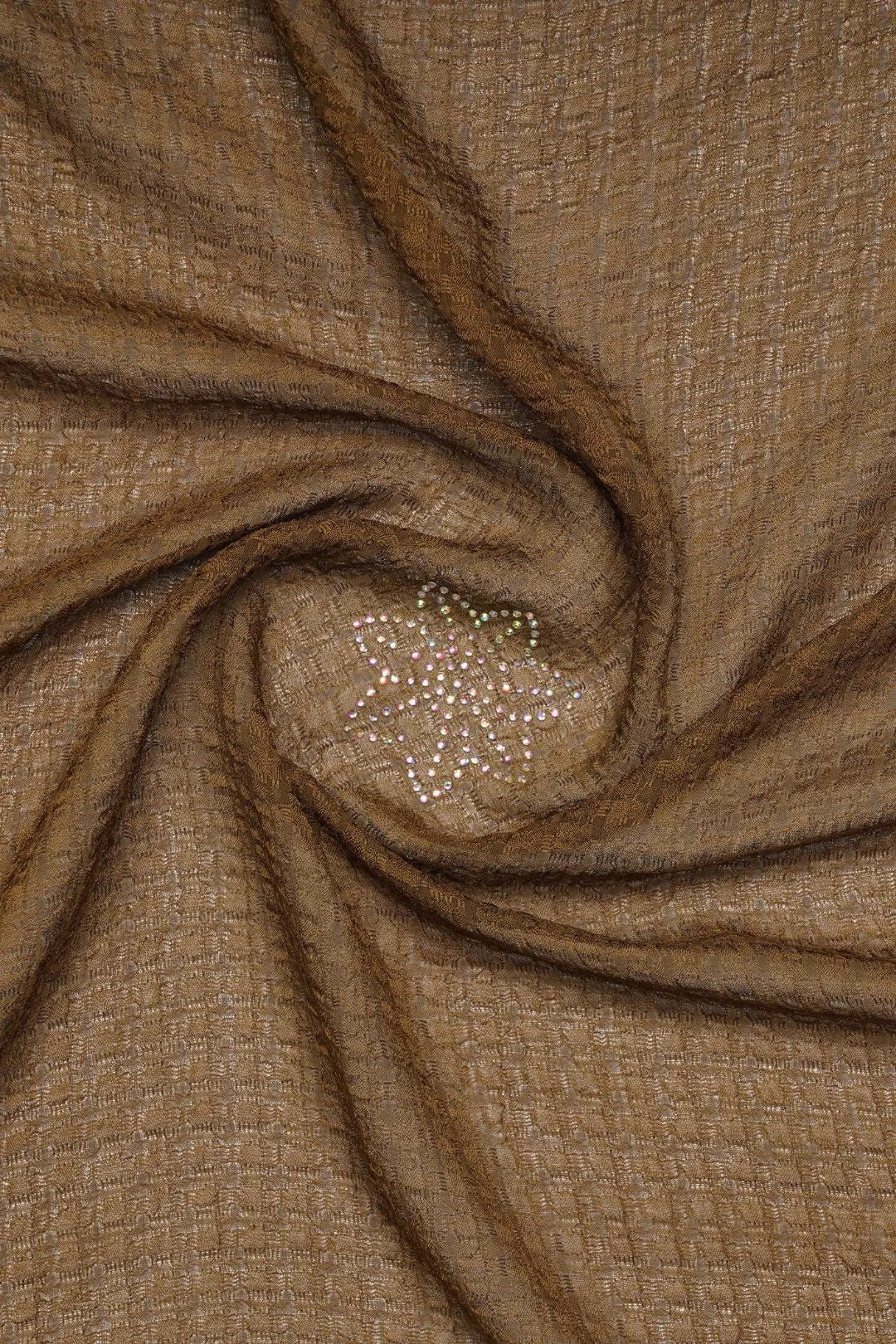 Rich Chocolate Textured Stole with Iridescent Motif - غاجي والا إكسبورت Gajiwala Export