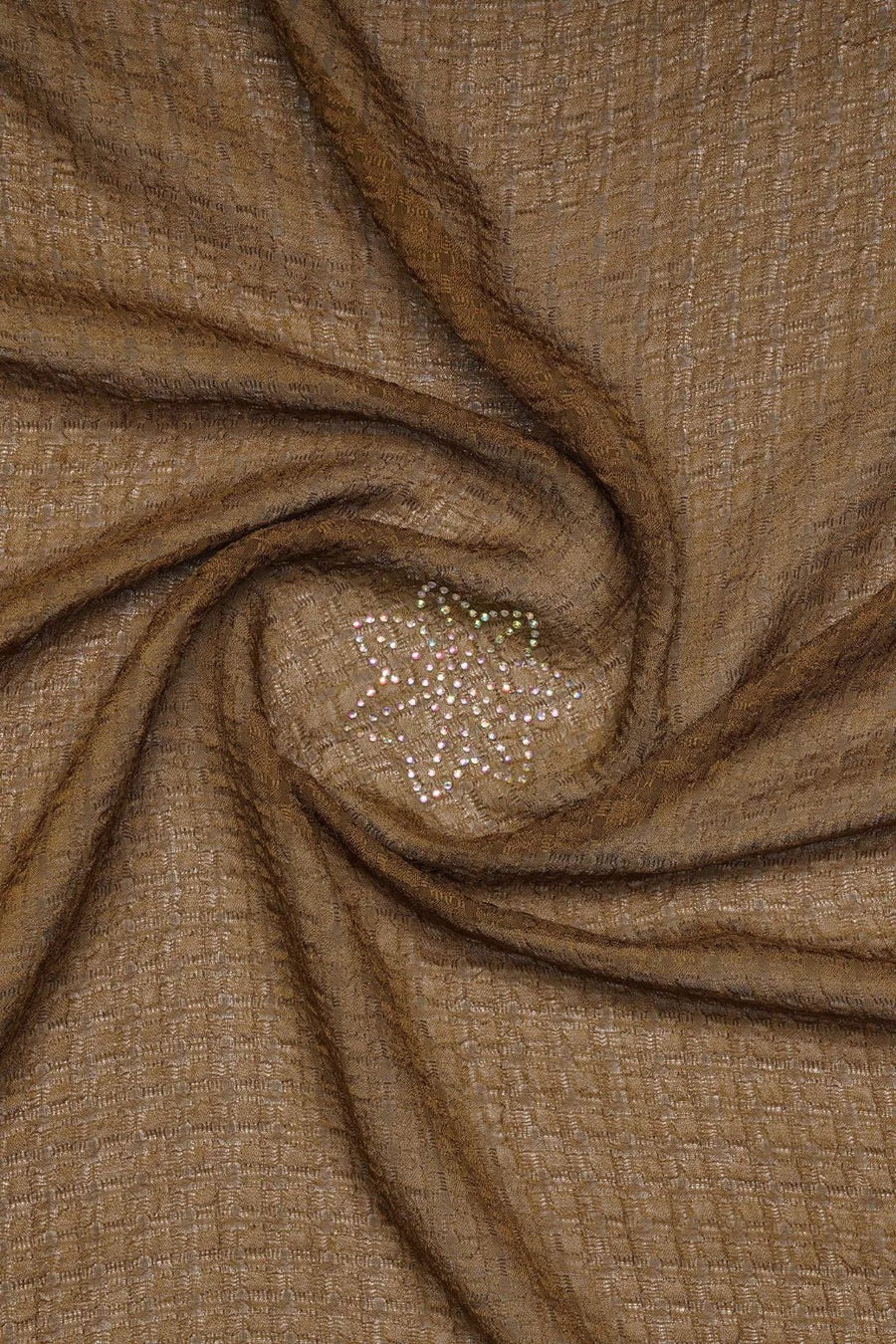 Rich Chocolate Textured Stole with Iridescent Motif - غاجي والا إكسبورت Gajiwala Export