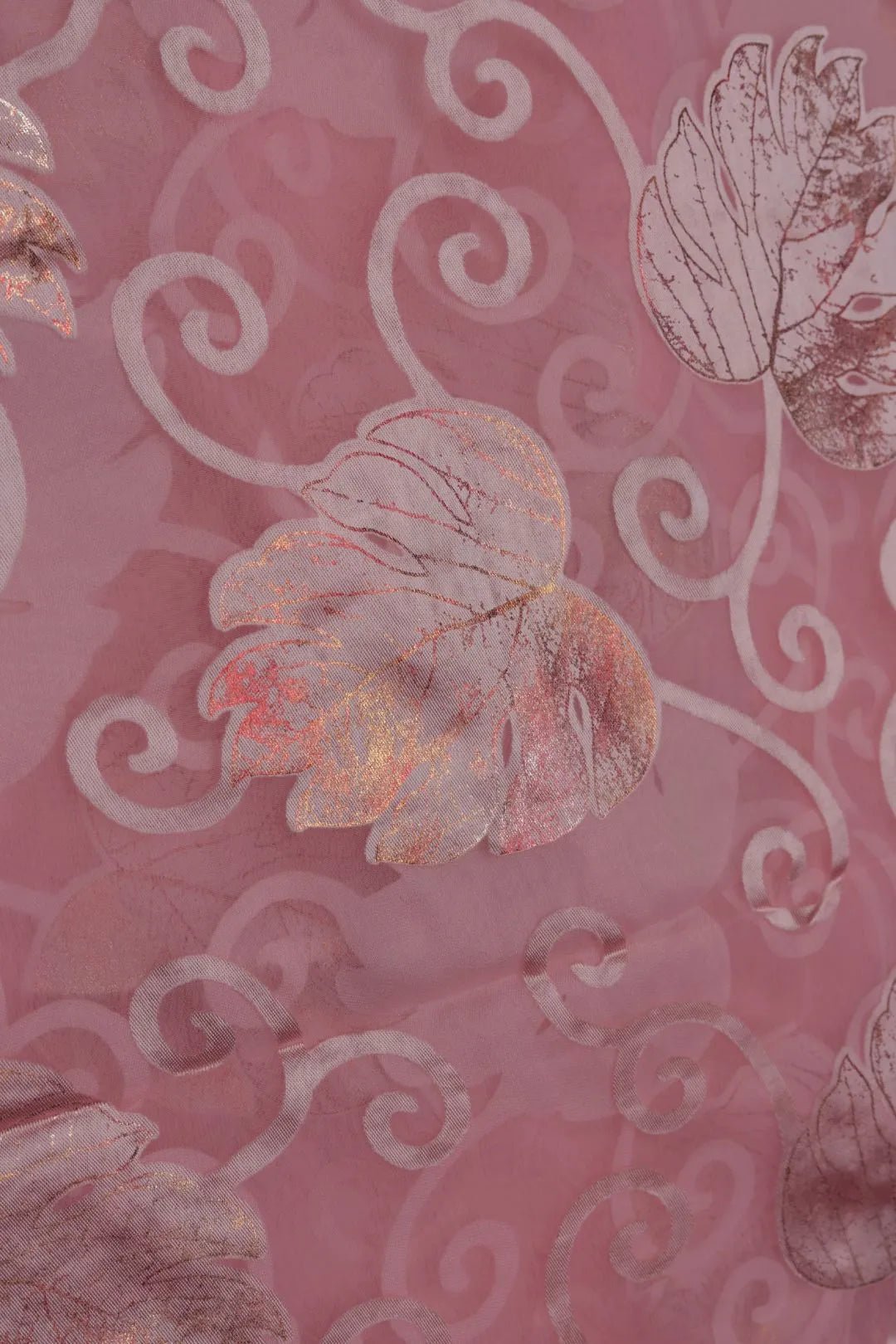 Rose Pink Brasso fabric with Shimmering Silver and Gold Foil - غاجي والا إكسبورت Gajiwala Export