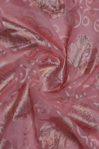 Rose Pink Brasso fabric  with Shimmering Silver and Gold Foil - غاجي والا إكسبورت Gajiwala Export
