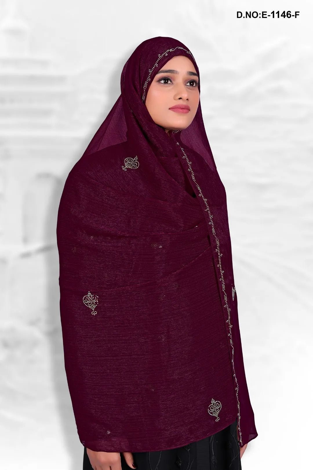 Saffron Luminous Dupatta with Crystal Scrollwork - غاجي والا إكسبورت Gajiwala Export