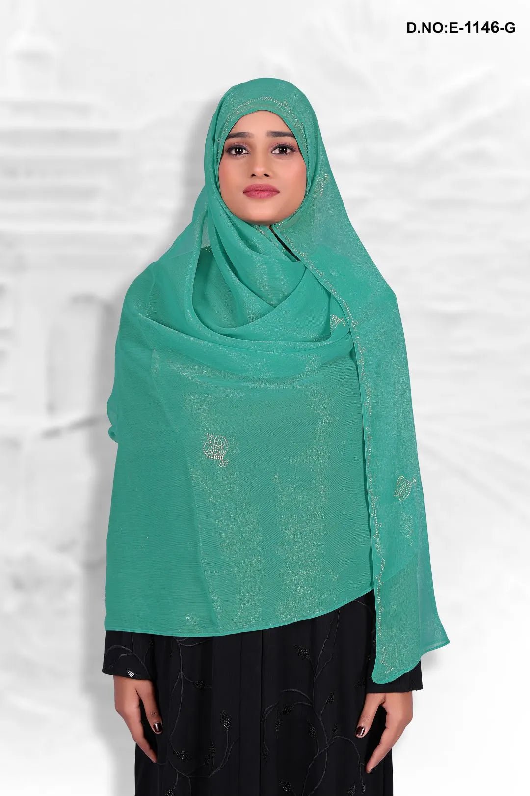 Saffron Luminous Dupatta with Crystal Scrollwork - غاجي والا إكسبورت Gajiwala Export