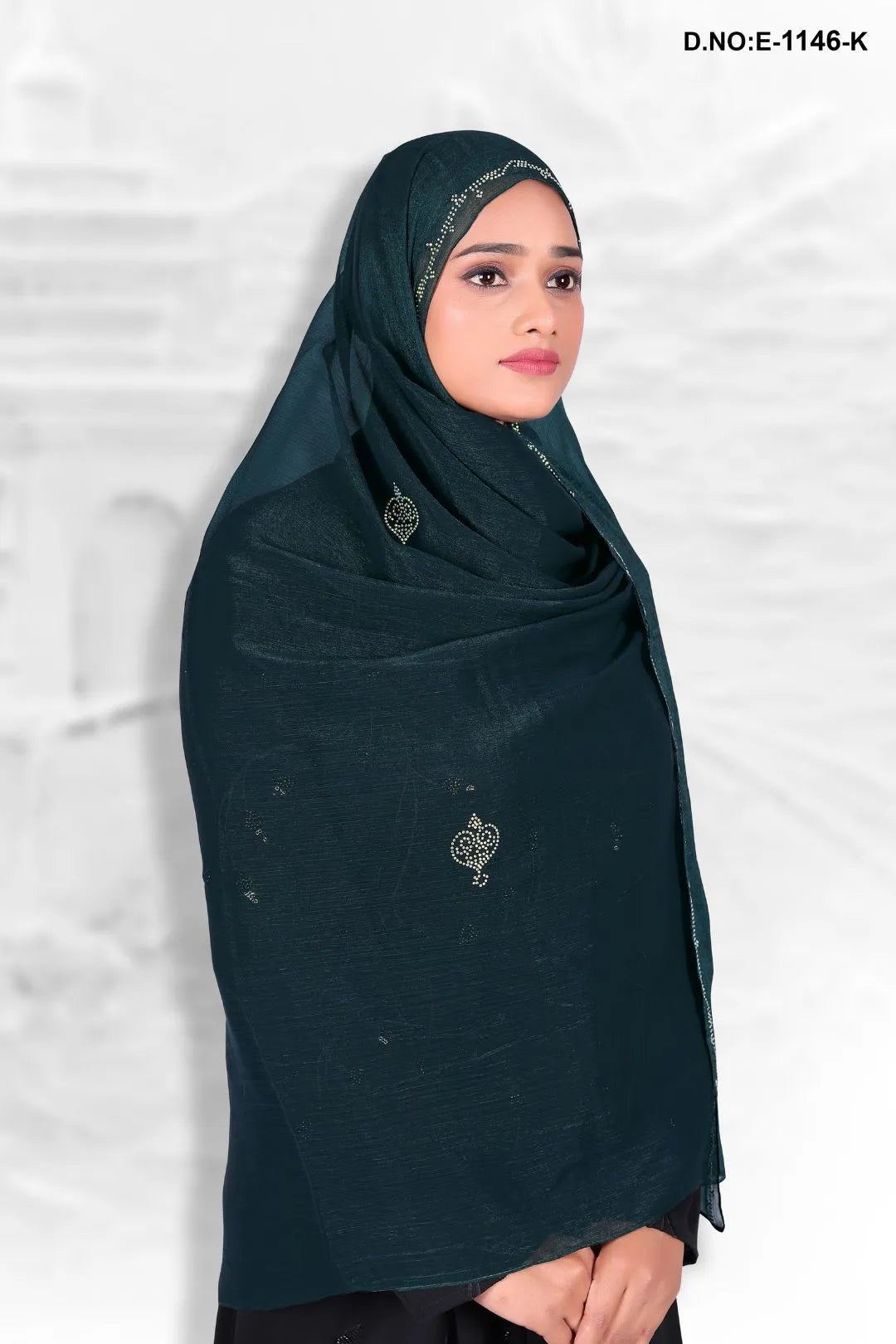Saffron Luminous Dupatta with Crystal Scrollwork - غاجي والا إكسبورت Gajiwala Export