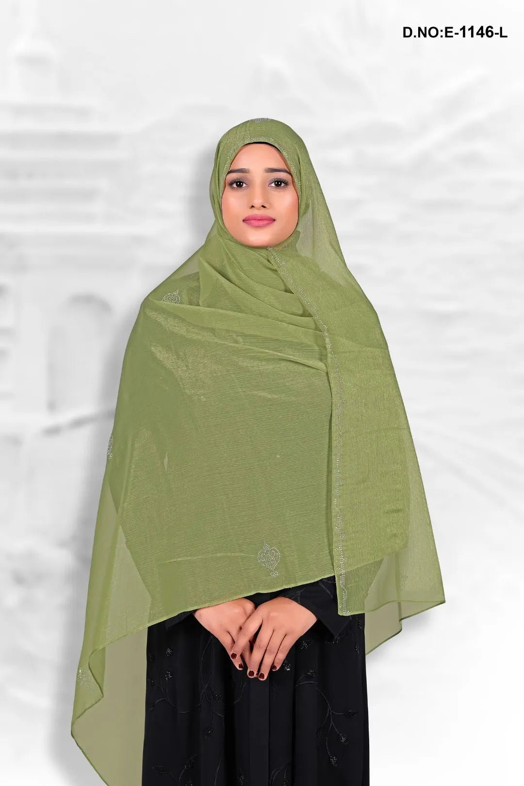Saffron Luminous Dupatta with Crystal Scrollwork - غاجي والا إكسبورت Gajiwala Export