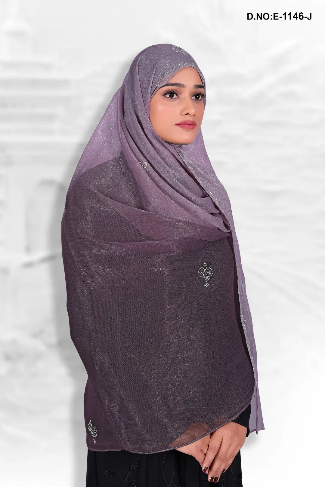 Saffron Luminous Dupatta with Crystal Scrollwork - غاجي والا إكسبورت Gajiwala Export