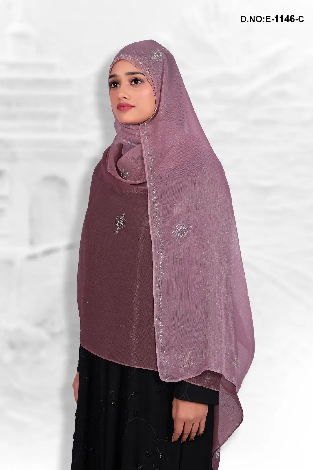 Saffron Luminous Dupatta with Crystal Scrollwork - غاجي والا إكسبورت Gajiwala Export