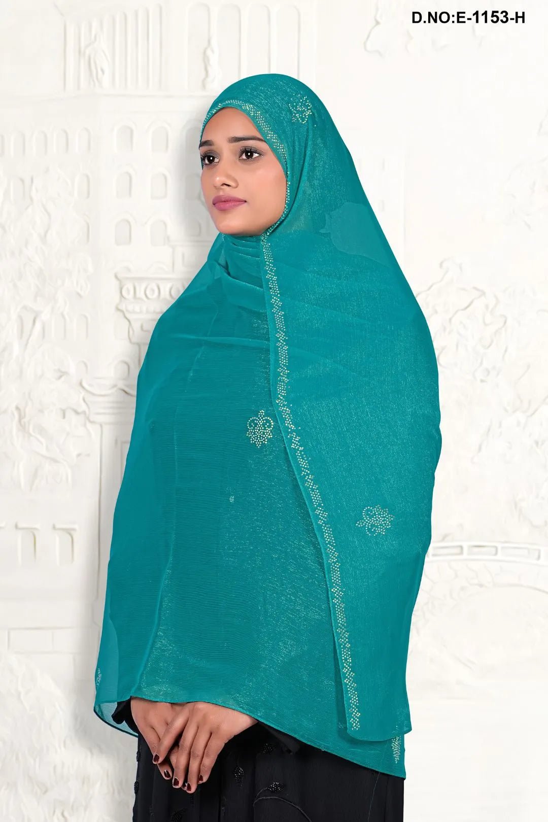 Saffron Luminous Dupatta with Crystal Vine Border - غاجي والا إكسبورت Gajiwala Export