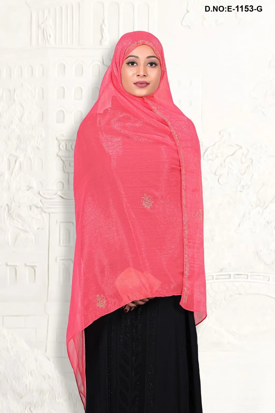 Saffron Luminous Dupatta with Crystal Vine Border - غاجي والا إكسبورت Gajiwala Export