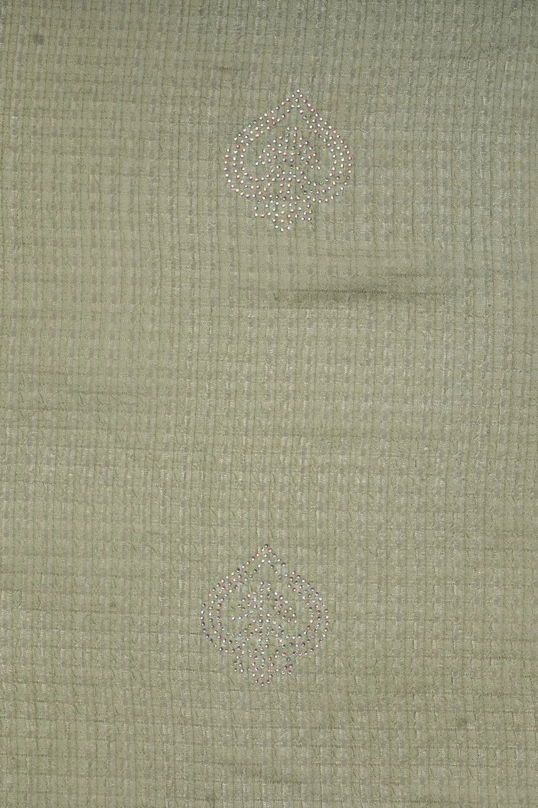 Sage Green Textured Stole with Scattered Rhinestone Motifs - غاجي والا إكسبورت Gajiwala Export