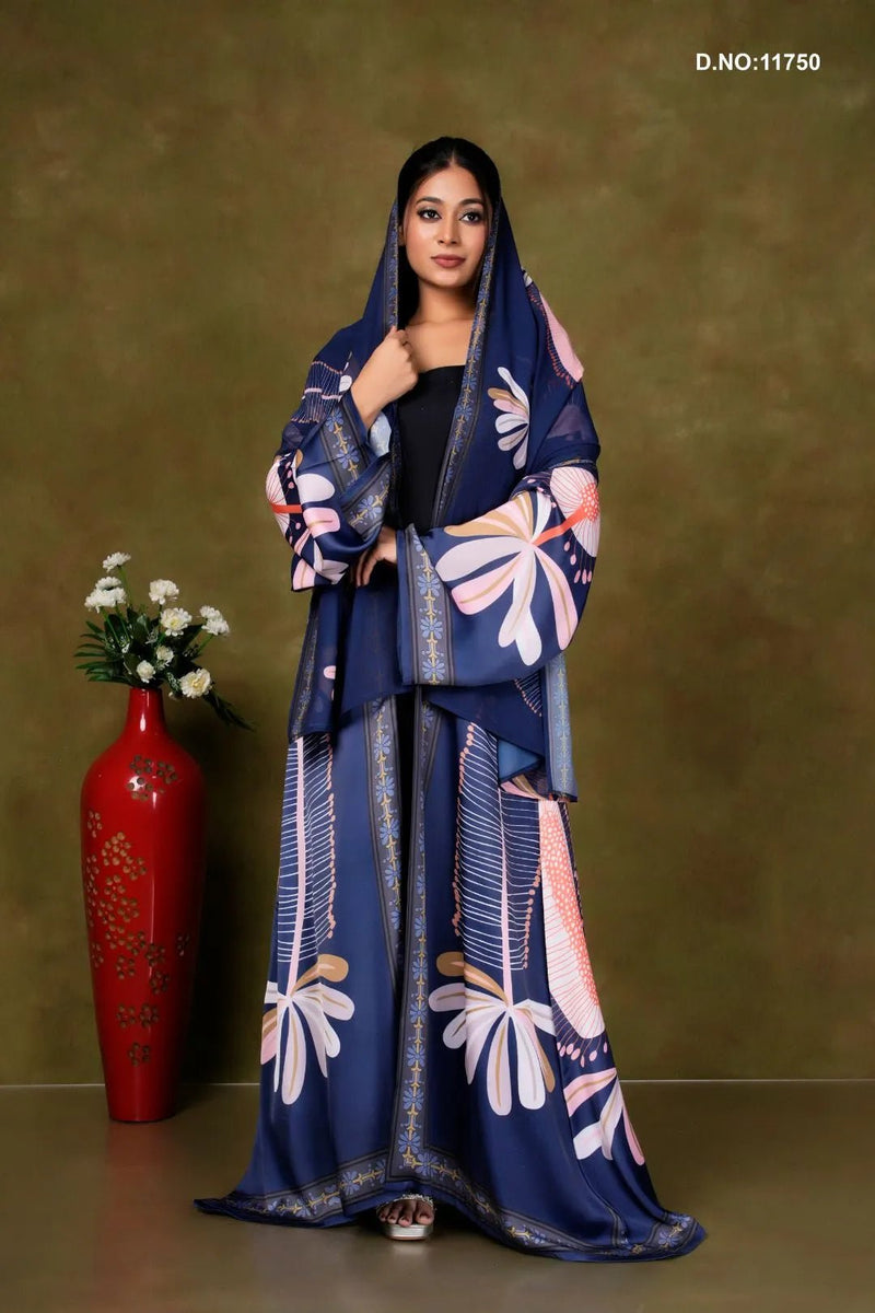 Satin Shrug with Elegant Floral Digital Print Styling - غاجي والا إكسبورت Gajiwala Export