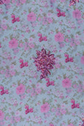 Sea Green Floral Printed Fabric  with Raspberry Sequin Embellishment - غاجي والا إكسبورت Gajiwala Export