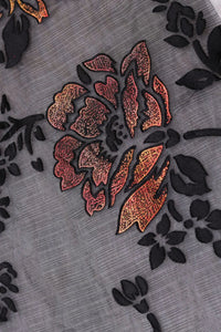 Shadow Bloom Metallic Rose Burnout Gray fabric - غاجي والا إكسبورت Gajiwala Export
