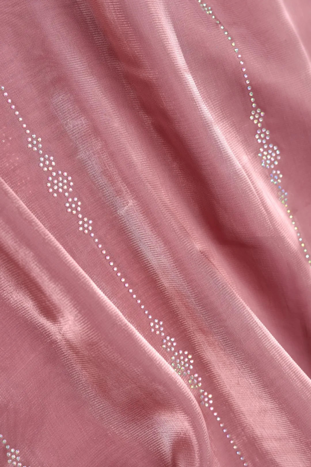 Soft Pink Sheer Fabric with Vertical Diamond Bead Embroidery - غاجي والا إكسبورت Gajiwala Export