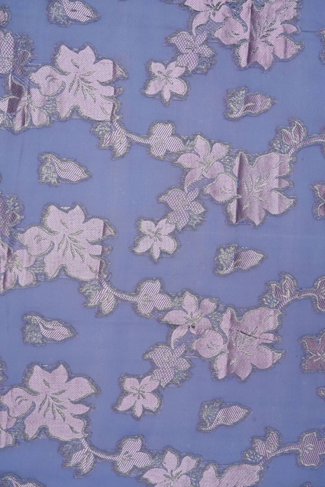 Sheer Purple Lurex Floral Brocade Fabric - غاجي والا إكسبورت Gajiwala Export