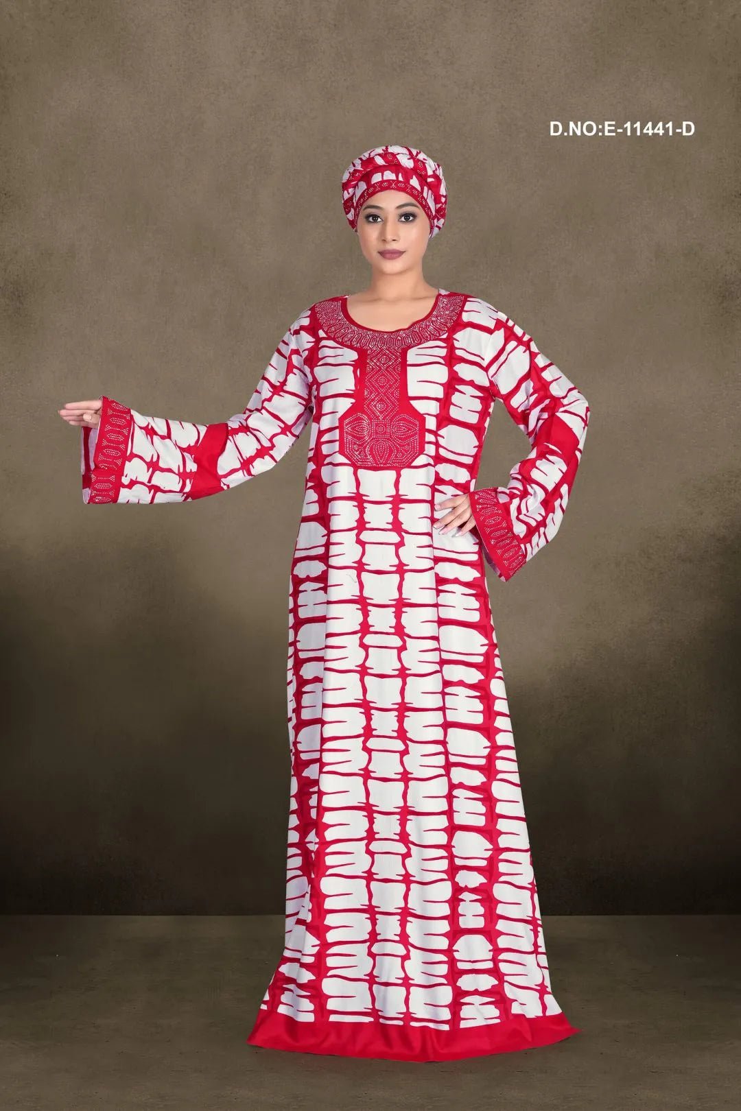 Shibori Print Kaftan with Embellished Trim For Women - غاجي والا إكسبورت Gajiwala Export