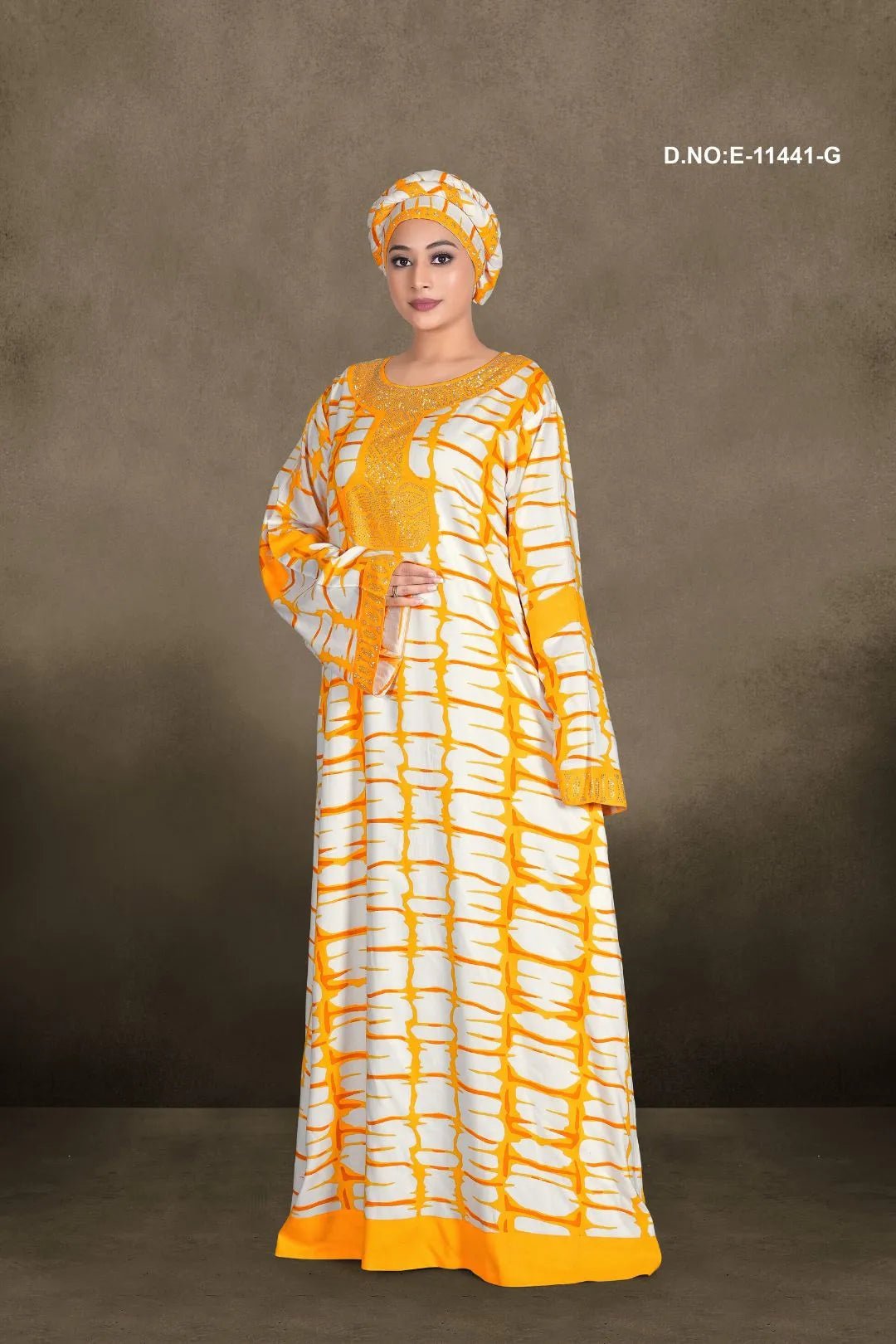 Shibori Print Kaftan with Embellished Trim For Women - غاجي والا إكسبورت Gajiwala Export