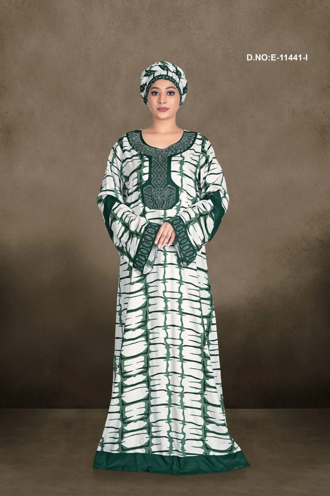 Shibori Print Kaftan with Embellished Trim For Women - غاجي والا إكسبورت Gajiwala Export