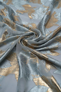 Silver and Gold Metallic Leaf Brocade Fabric - غاجي والا إكسبورت Gajiwala Export