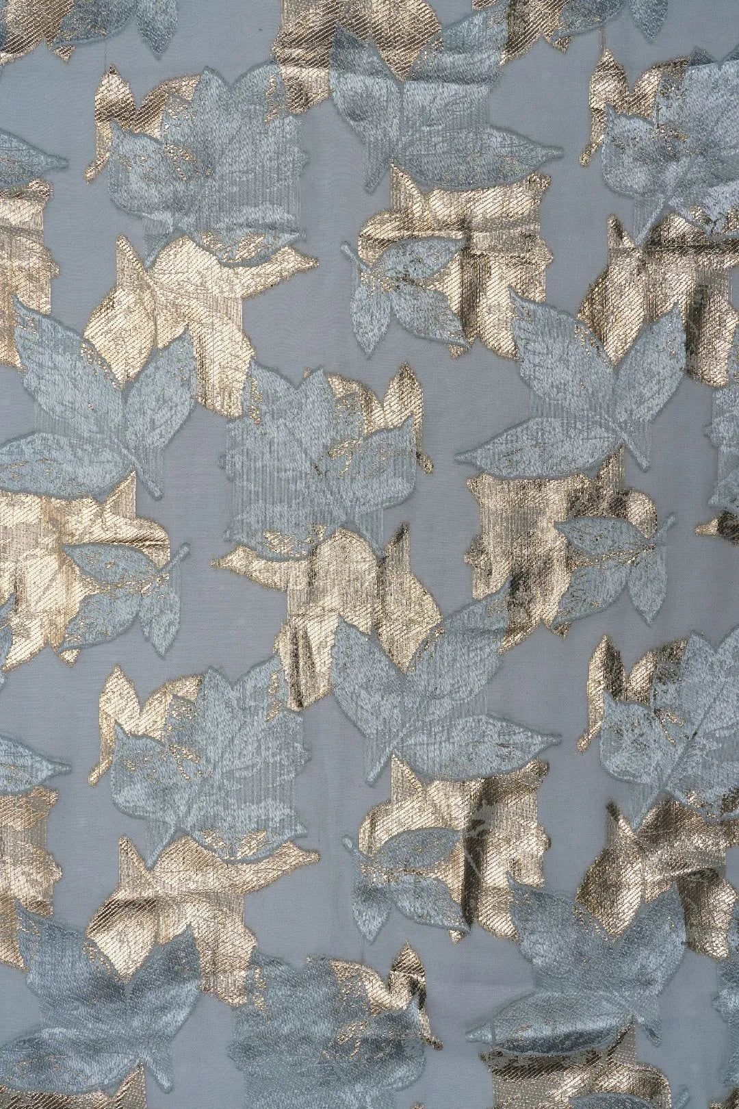 Silver and Gold Metallic Leaf Brocade Fabric - غاجي والا إكسبورت Gajiwala Export