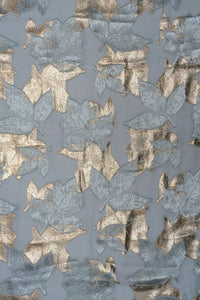Silver and Gold Metallic Leaf Brocade Fabric - غاجي والا إكسبورت Gajiwala Export