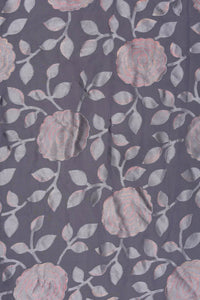 Silver and Gray Floral fabric Brocade on Charcoal - غاجي والا إكسبورت Gajiwala Export