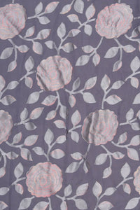 Silver and Gray Floral fabric Brocade on Charcoal - غاجي والا إكسبورت Gajiwala Export