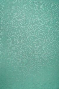 Silver Metallic Contour Print on Sea Green Fabric - غاجي والا إكسبورت Gajiwala Export