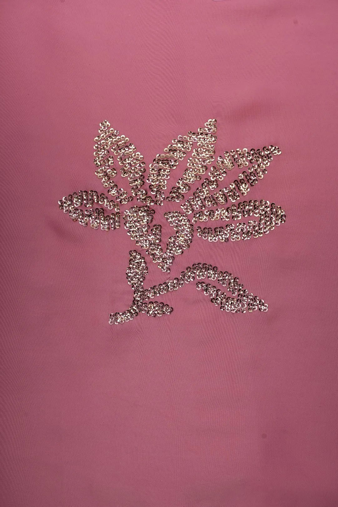 Silver Sequined Floral Motif on Pink Fabric - غاجي والا إكسبورت Gajiwala Export