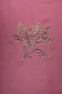 Silver Sequined Floral Motif on Pink Fabric - غاجي والا إكسبورت Gajiwala Export