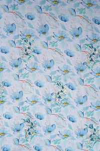 Sky Blue Floral Print with Sequin Bouquet Fabric - غاجي والا إكسبورت Gajiwala Export