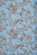 Sky Blue Fabric Marbled Viscose with Gold Thread Accents - غاجي والا إكسبورت Gajiwala Export