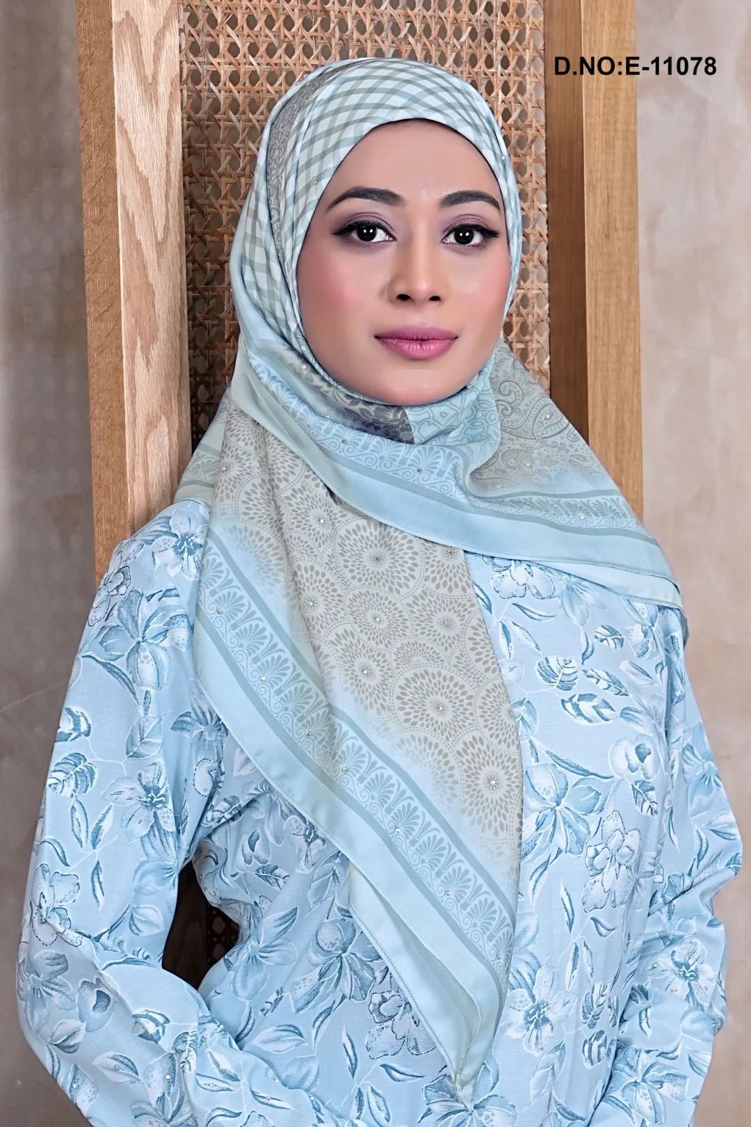 Skyblue Premium Baju Kurung With Scarf For Women - غاجي والا إكسبورت Gajiwala Export