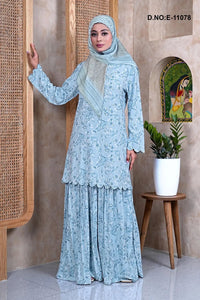 Skyblue Premium Baju Kurung With Scarf For Women- غاجي والا إكسبورت Gajiwala Export