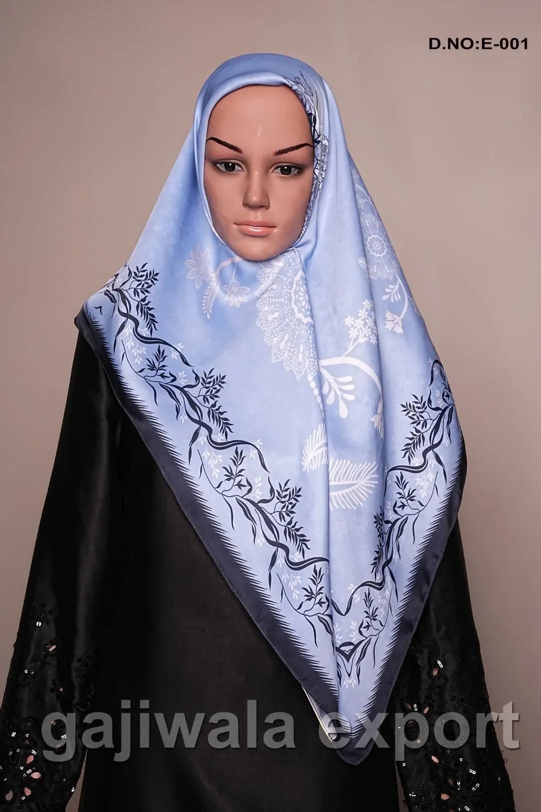 Sky Blue Coloured Printed Scarf for Women - غاجي والا إكسبورت Gajiwala Export