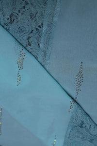 Sky Blue Vertical Lace Panel Designer Stole for Women - غاجي والا إكسبورت Gajiwala Export