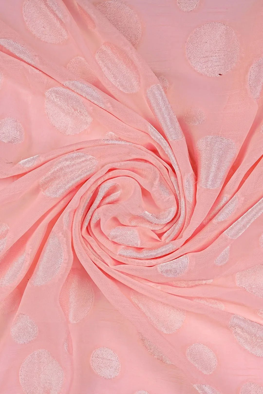 Soft Pink Monochromatic Polka Dot Brocade Fabric - غاجي والا إكسبورت Gajiwala Export