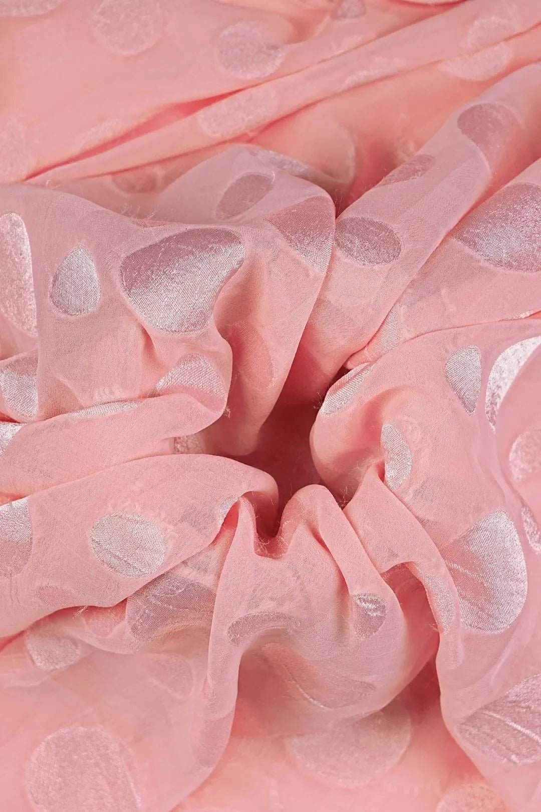 Soft Pink Monochromatic Polka Dot Brocade Fabric - غاجي والا إكسبورت Gajiwala Export
