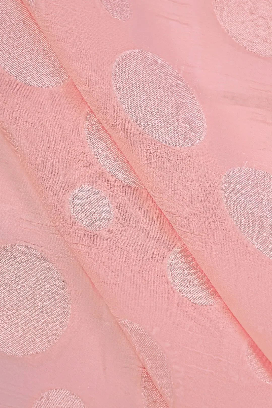 Soft Pink Monochromatic Polka Dot Brocade Fabric - غاجي والا إكسبورت Gajiwala Export
