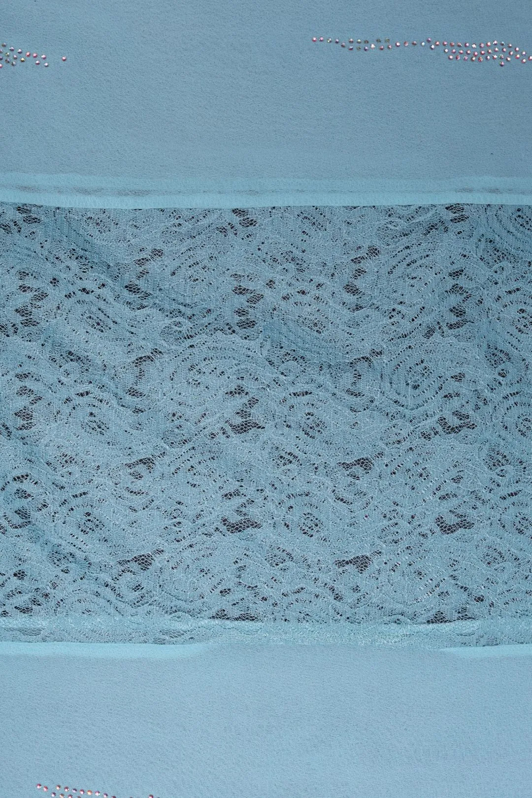 Aqua Stole with Horizontal Lace Panels stole   - غاجي والا إكسبورت Gajiwala Export