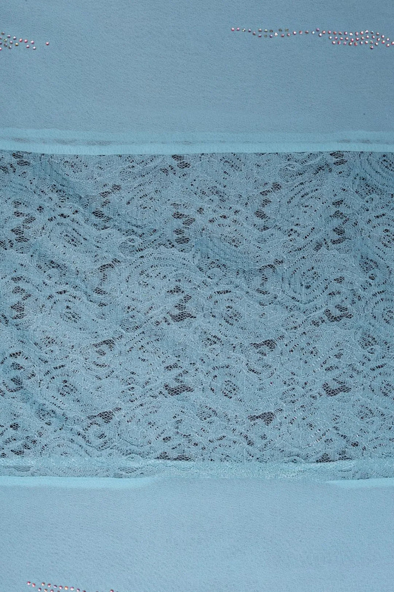 Aqua Stole with Horizontal Lace Panels stole   - غاجي والا إكسبورت Gajiwala Export