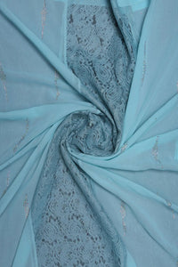Aqua Stole with Horizontal Lace Panels stole  - غاجي والا إكسبورت Gajiwala Export
