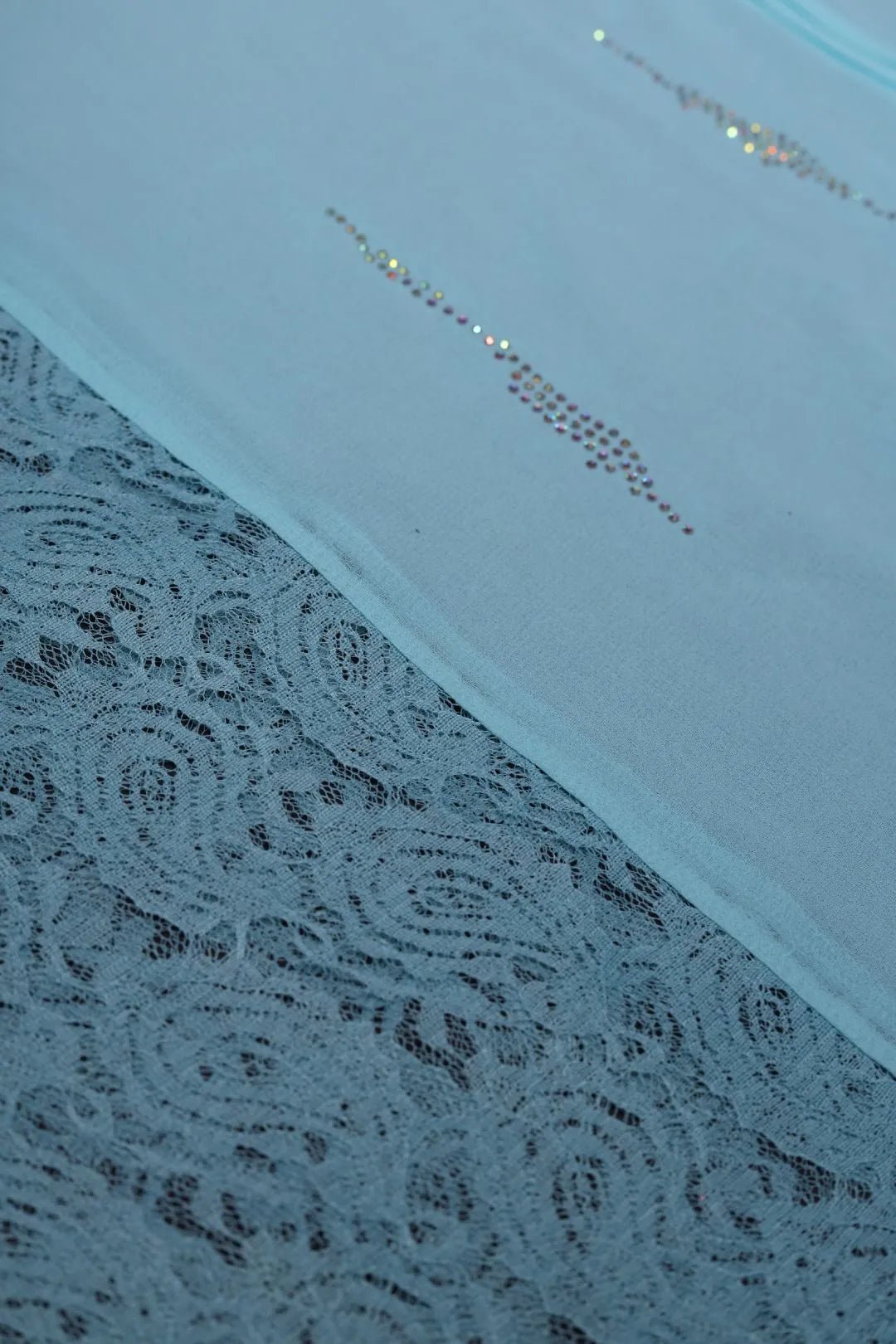 Aqua Stole with Horizontal Lace Panels stole - غاجي والا إكسبورت Gajiwala Export