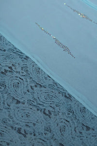 Aqua Stole with Horizontal Lace Panels stole - غاجي والا إكسبورت Gajiwala Export