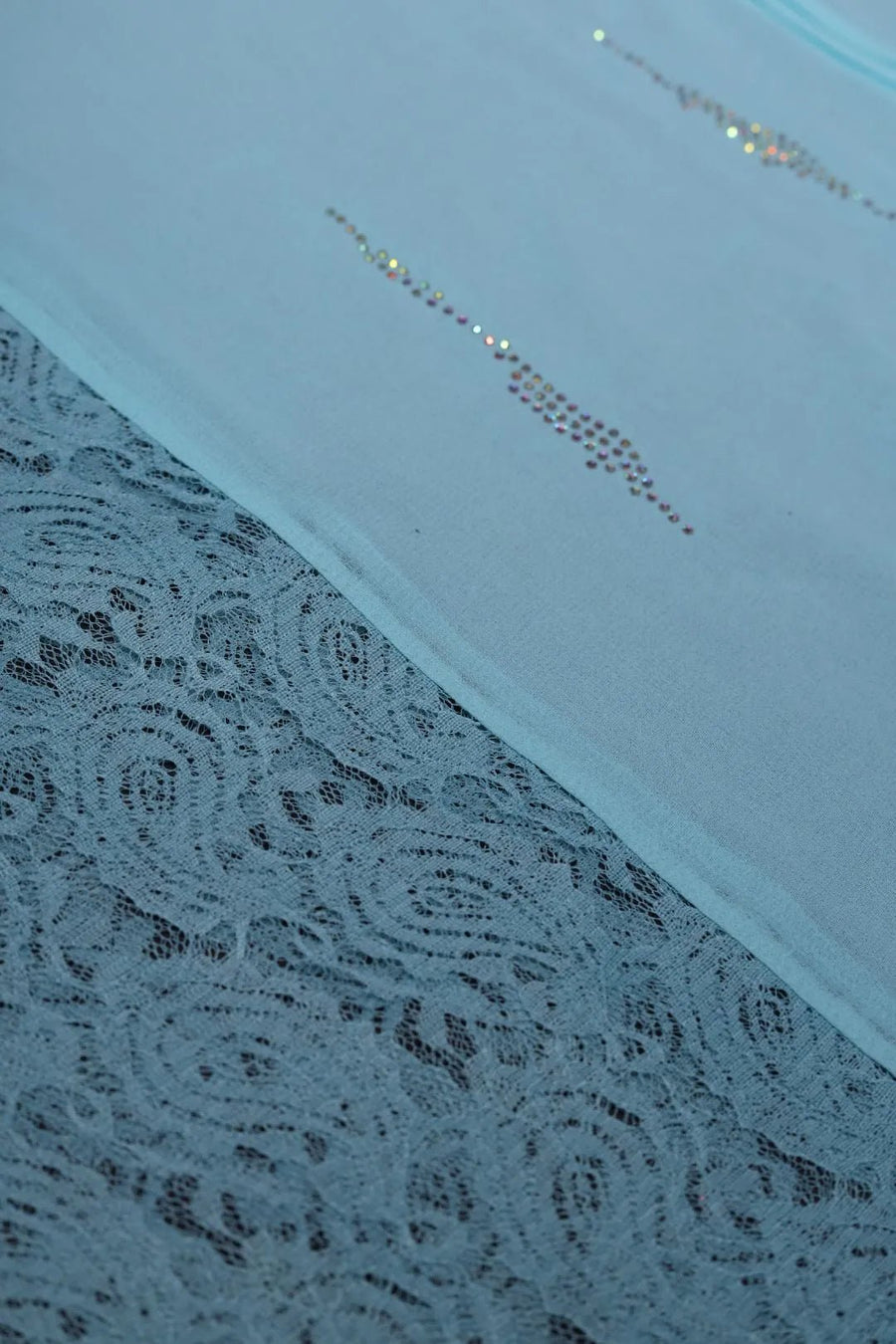 Aqua Stole with Horizontal Lace Panels stole - غاجي والا إكسبورت Gajiwala Export