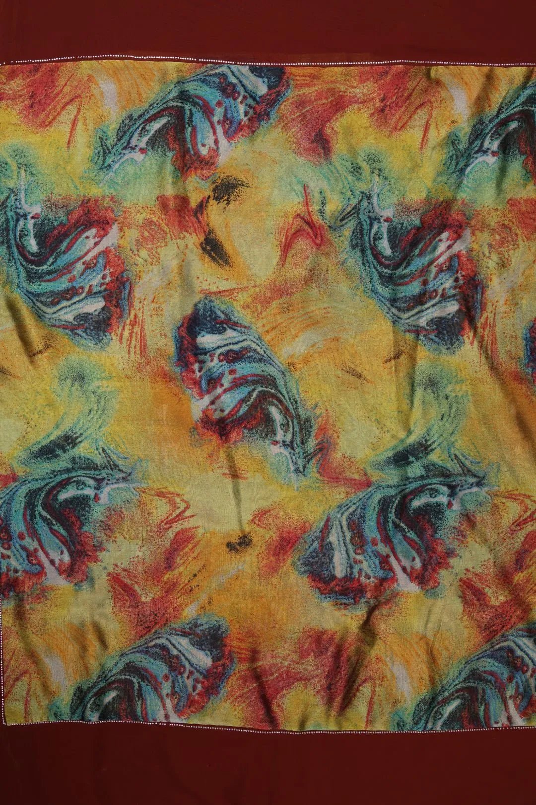 Sunburst Chaos Abstract Art Multicolor Stole For Women - غاجي والا إكسبورت Gajiwala Export