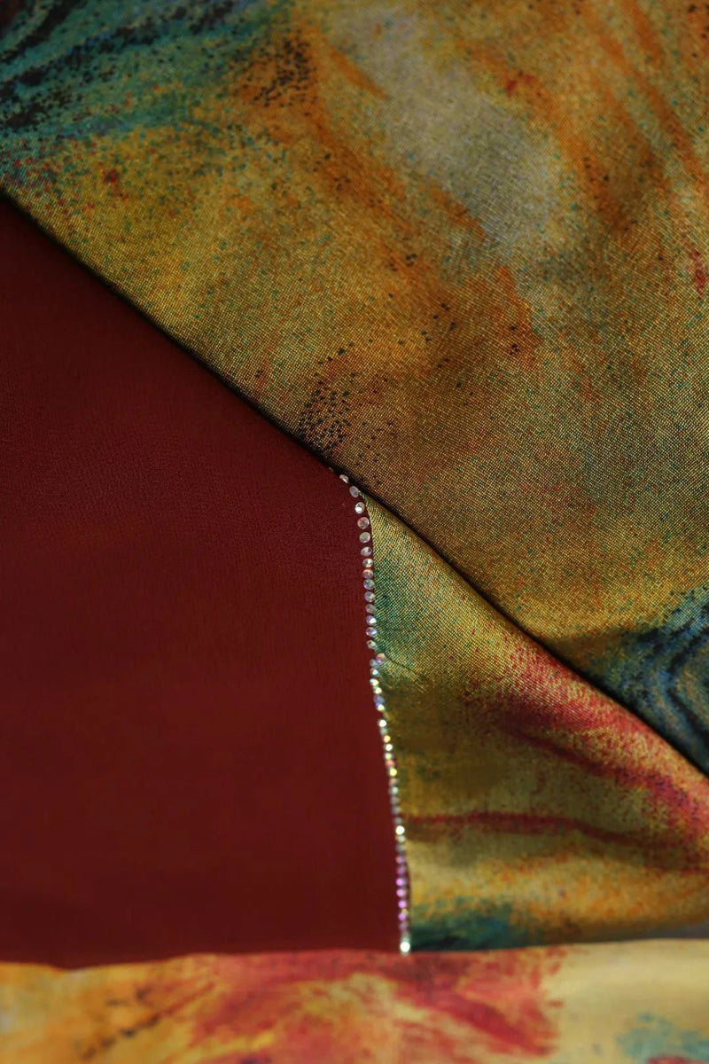 Sunburst Chaos Abstract Art Multicolor Stole For Women - غاجي والا إكسبورت Gajiwala Export