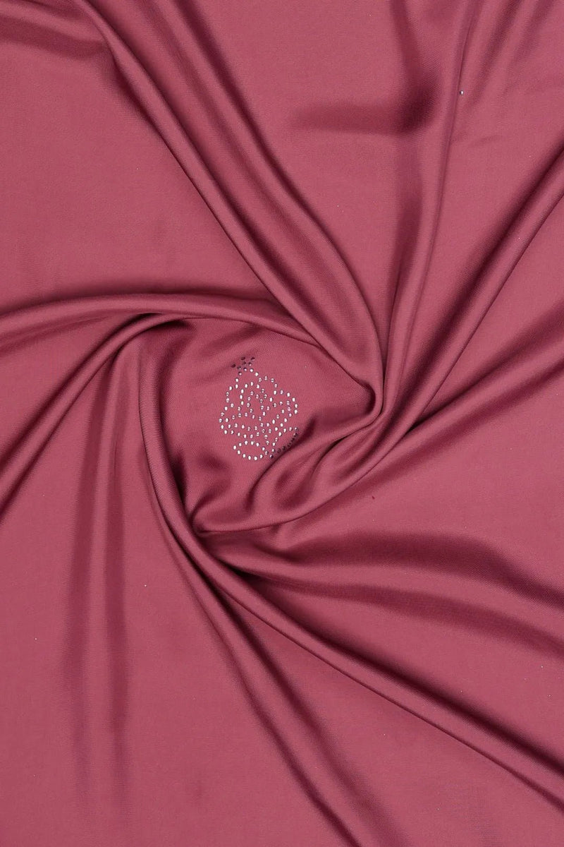 Textured Pink Palm Leaf Flock on Dusty Rose Mesh fabric- غاجي والا إكسبورت Gajiwala Export