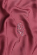 Textured Pink Palm Leaf Flock on Dusty Rose Mesh fabric- غاجي والا إكسبورت Gajiwala Export